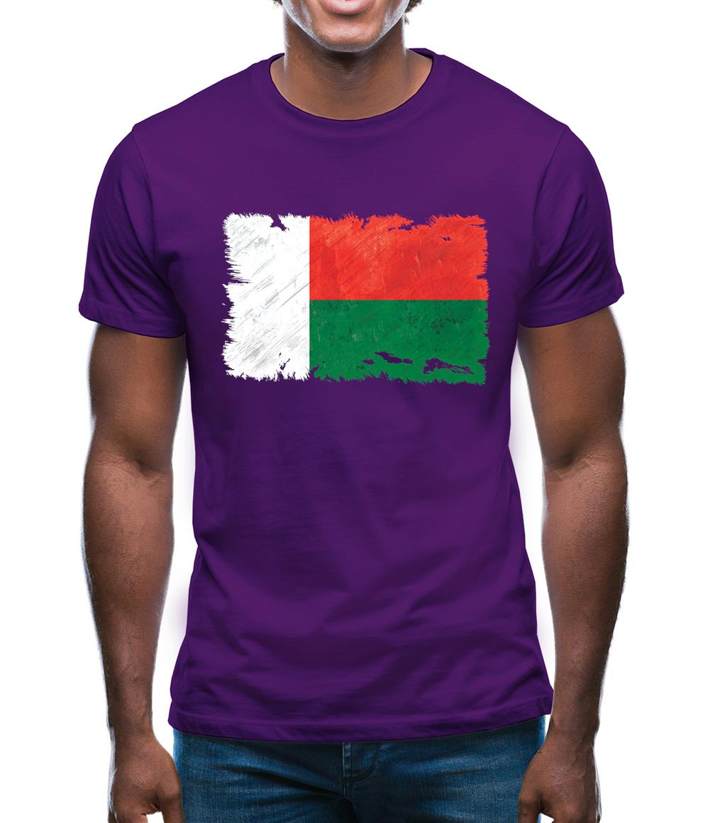 Madagascar Grunge Style Flag Mens T-Shirt