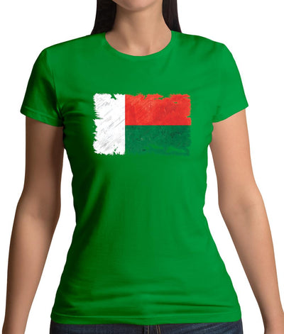 Madagascar Grunge Style Flag Womens T-Shirt