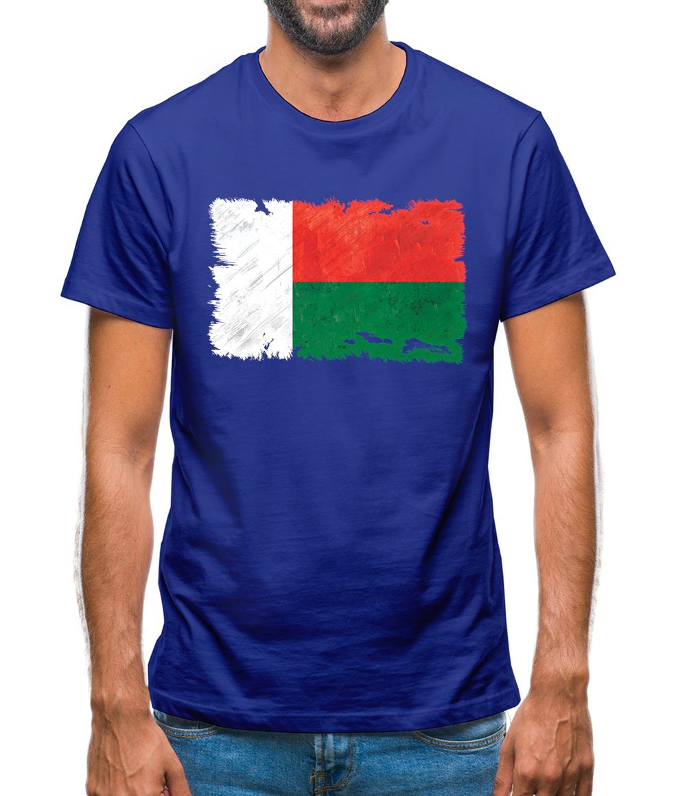 Madagascar Grunge Style Flag Mens T-Shirt