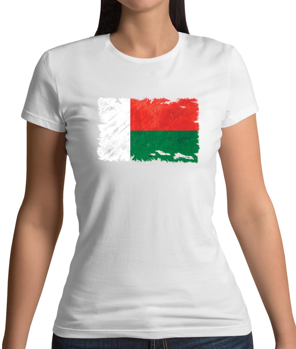 Madagascar Grunge Style Flag Womens T-Shirt
