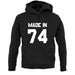 Made In '74 unisex hoodie