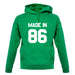 Made In '86 unisex hoodie