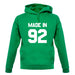 Made In '92 unisex hoodie
