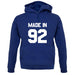 Made In '92 unisex hoodie