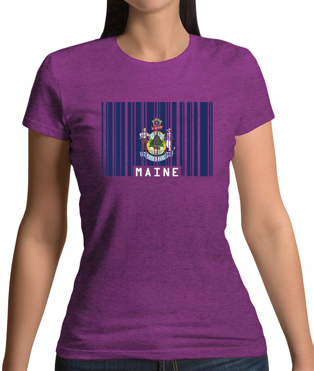 Maine Barcode Style Flag Womens T-Shirt