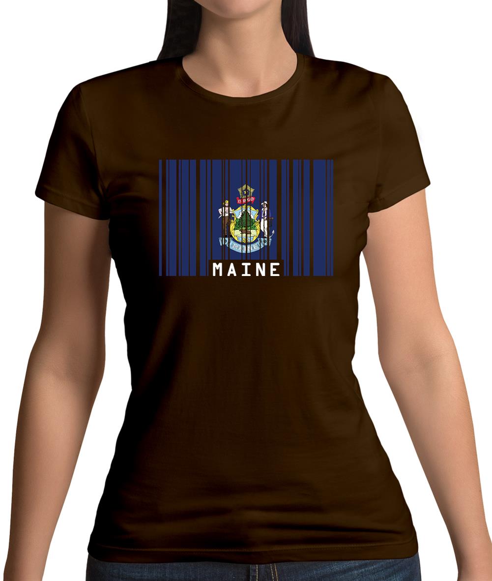 Maine Barcode Style Flag Womens T-Shirt