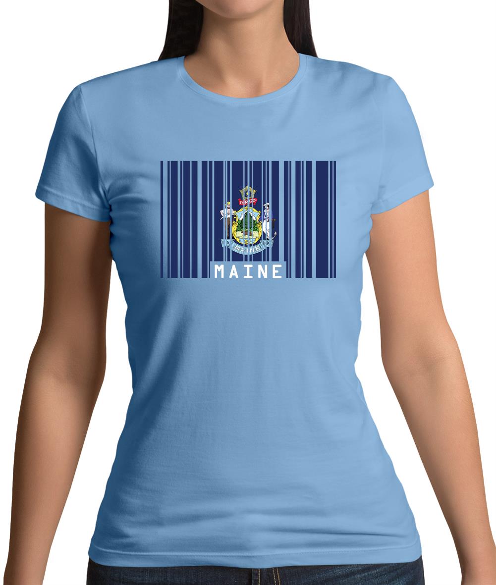 Maine Barcode Style Flag Womens T-Shirt