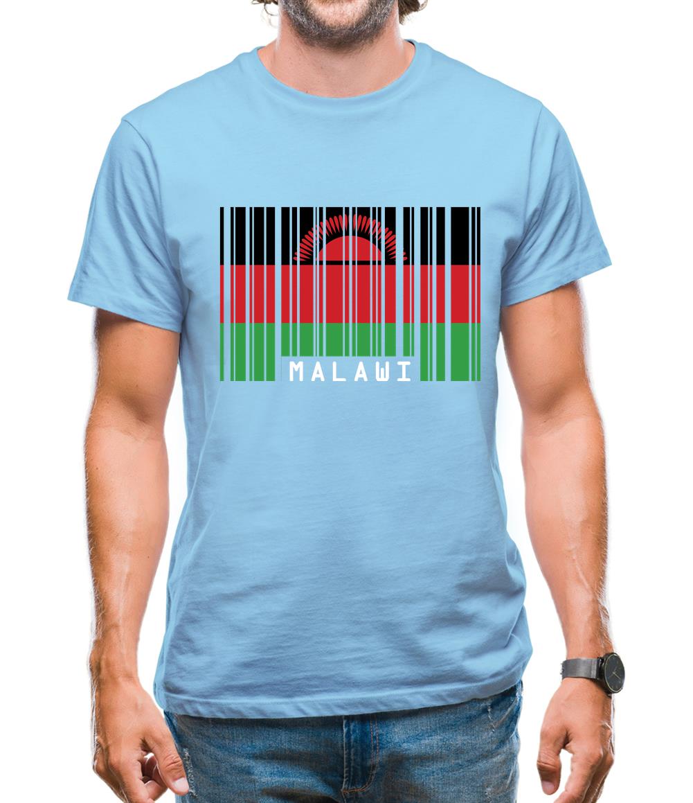 Malawi Barcode Style Flag Mens T-Shirt