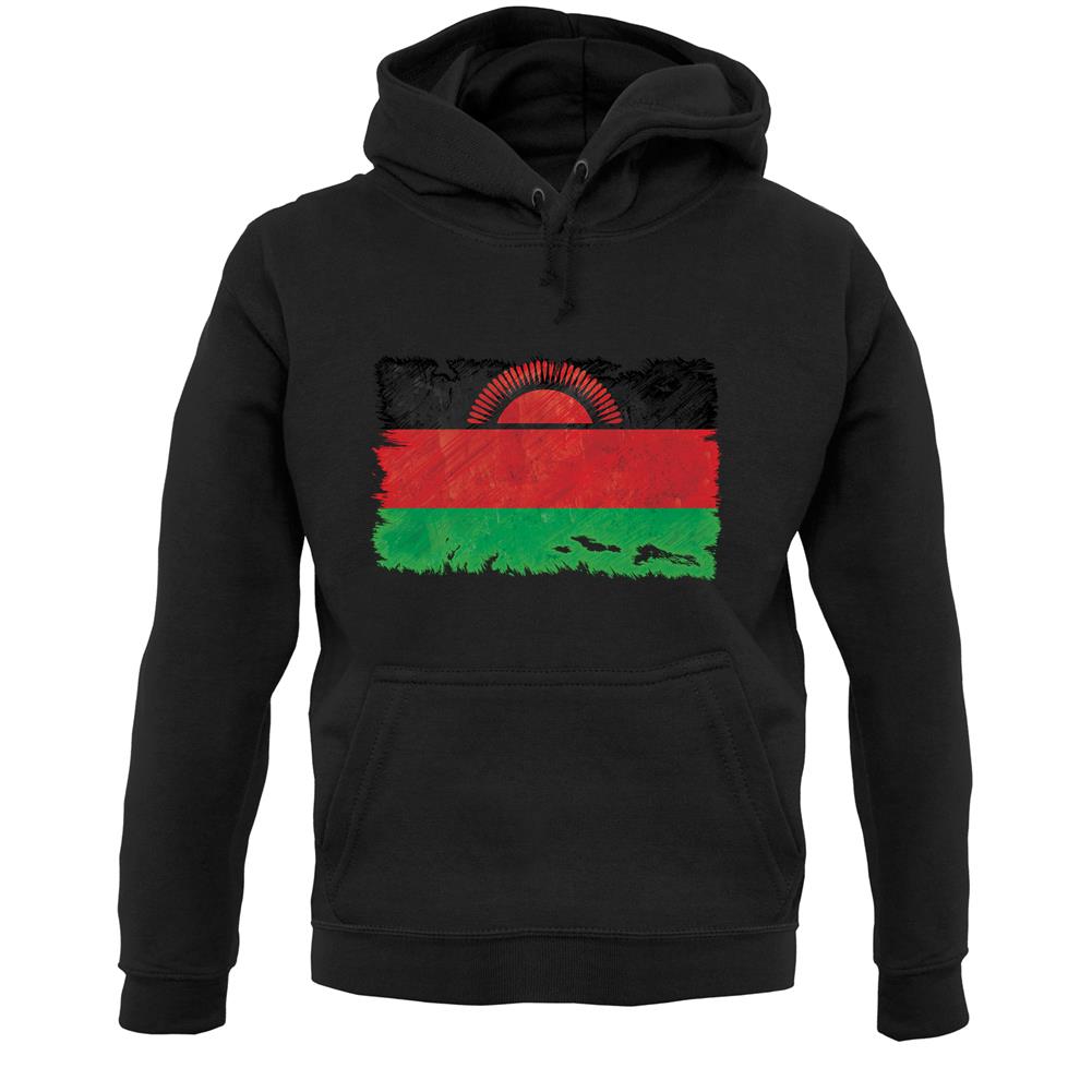 Malawi Grunge Style Flag Unisex Hoodie