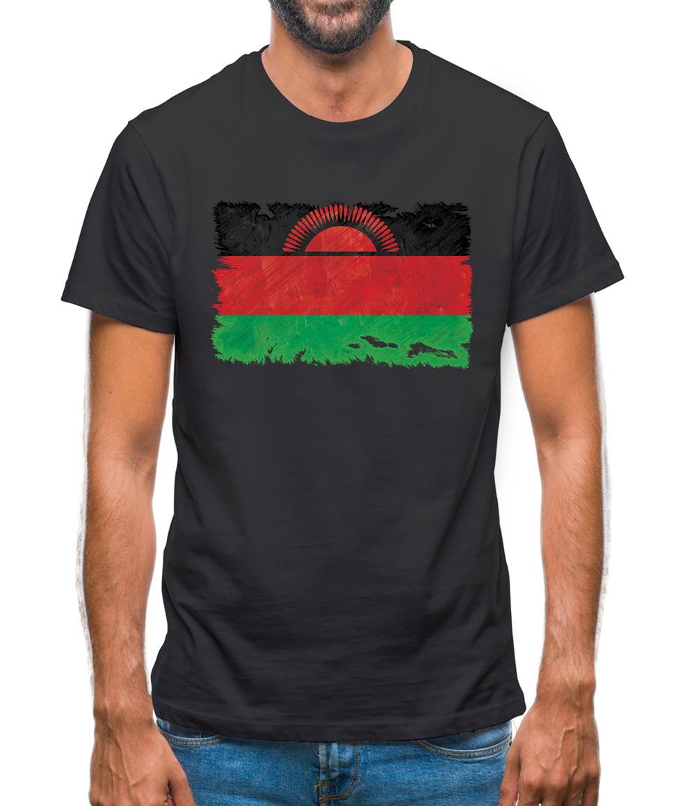 Malawi Grunge Style Flag Mens T-Shirt