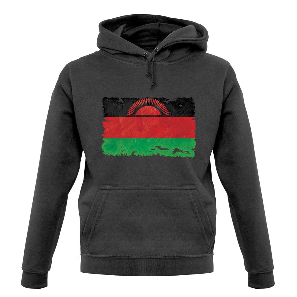 Malawi Grunge Style Flag unisex hoodie