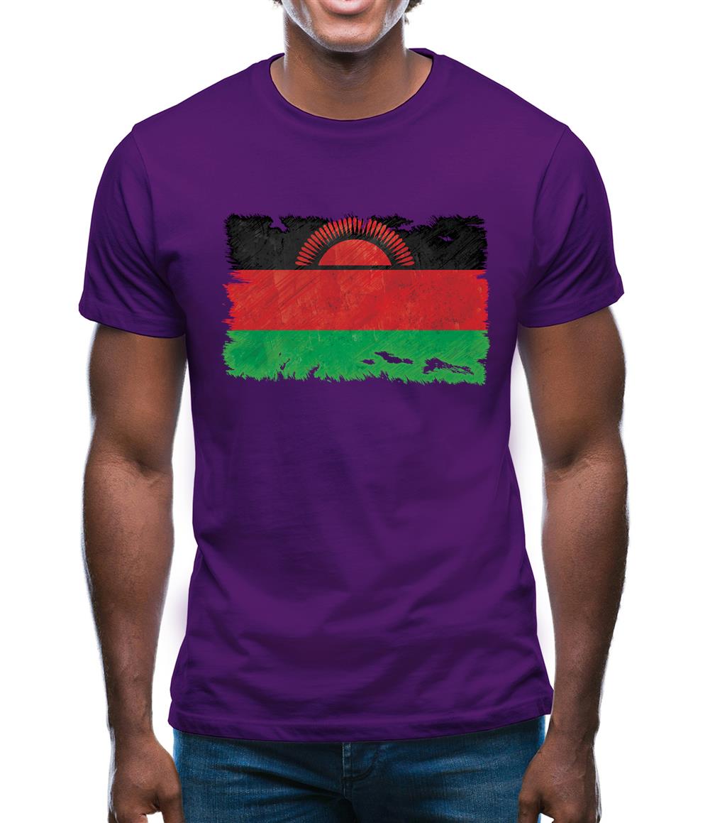 Malawi Grunge Style Flag Mens T-Shirt