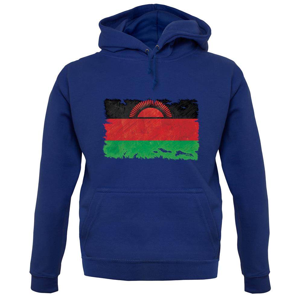 Malawi Grunge Style Flag unisex hoodie