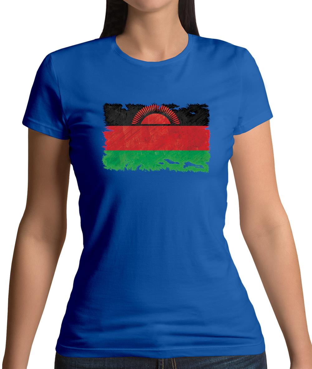 Malawi Grunge Style Flag Womens T-Shirt