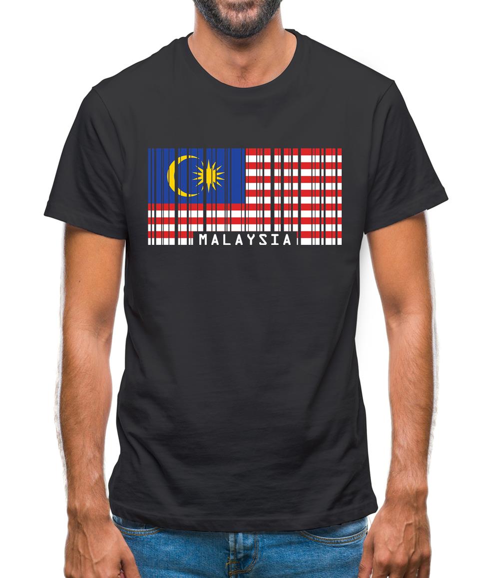 Malaysia Barcode Style Flag Mens T-Shirt