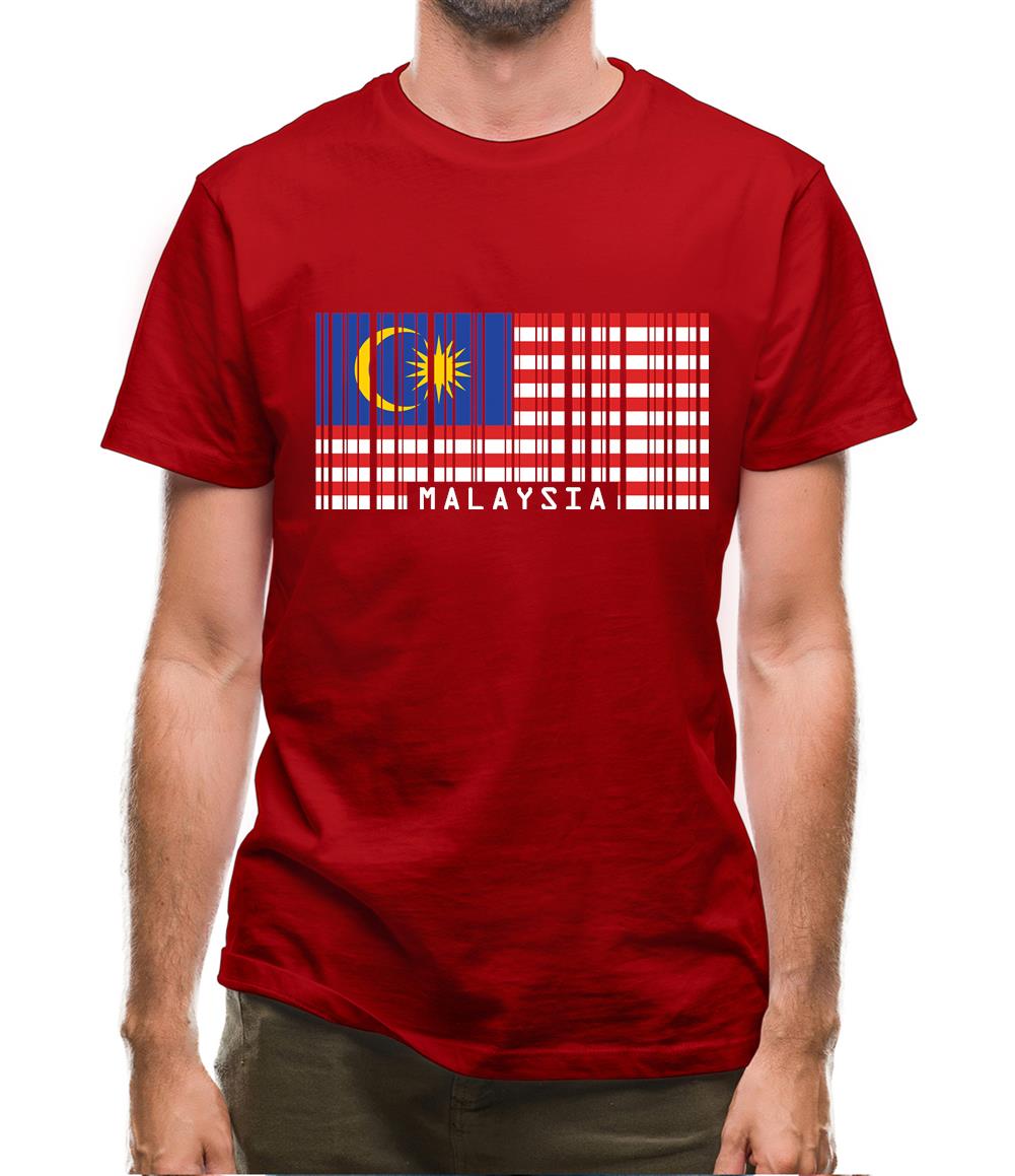 Malaysia Barcode Style Flag Mens T-Shirt