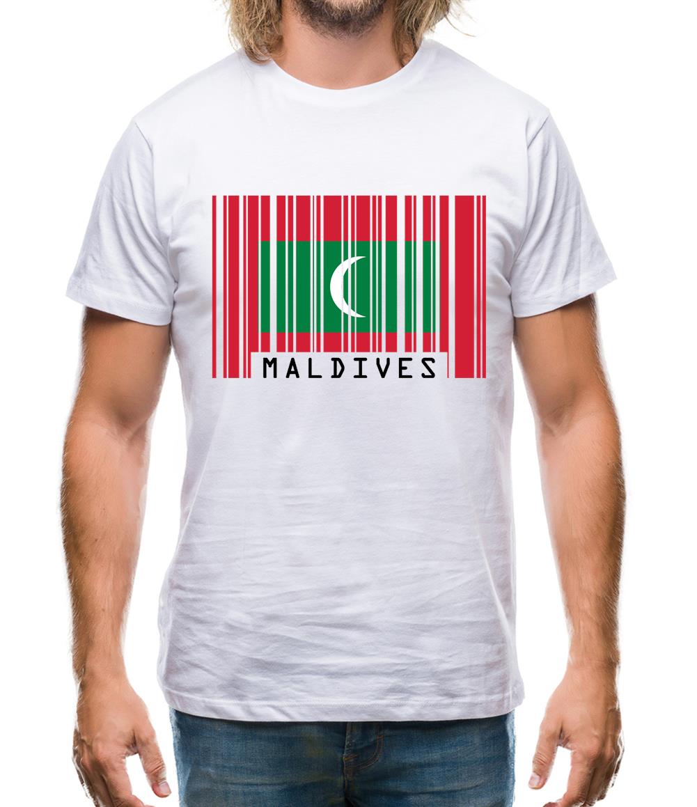 Maldives Barcode Style Flag Mens T-Shirt