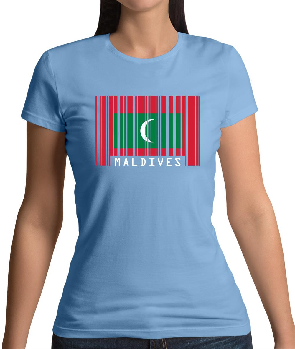 Maldives Barcode Style Flag Womens T-Shirt