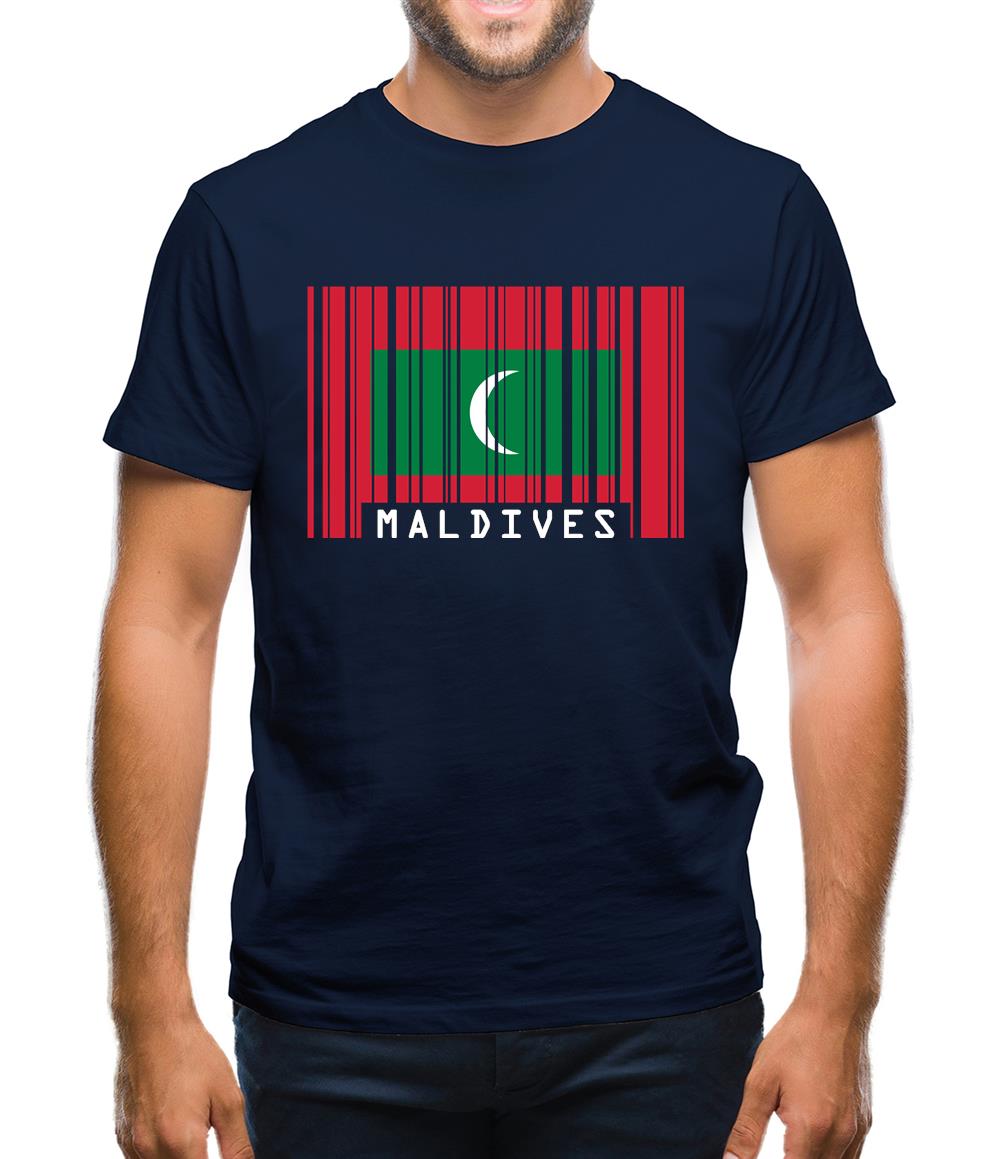 Maldives Barcode Style Flag Mens T-Shirt