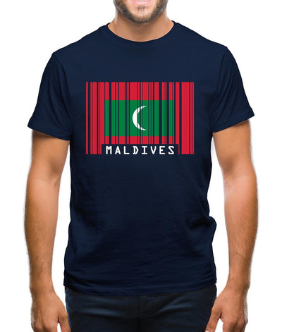 Maldives Barcode Style Flag Mens T-Shirt