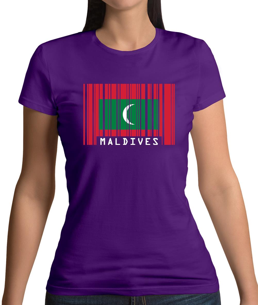 Maldives Barcode Style Flag Womens T-Shirt
