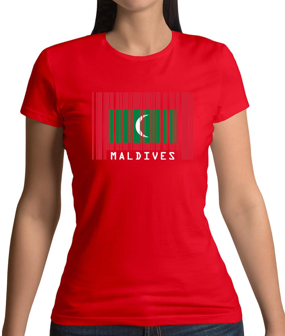 Maldives Barcode Style Flag Womens T-Shirt