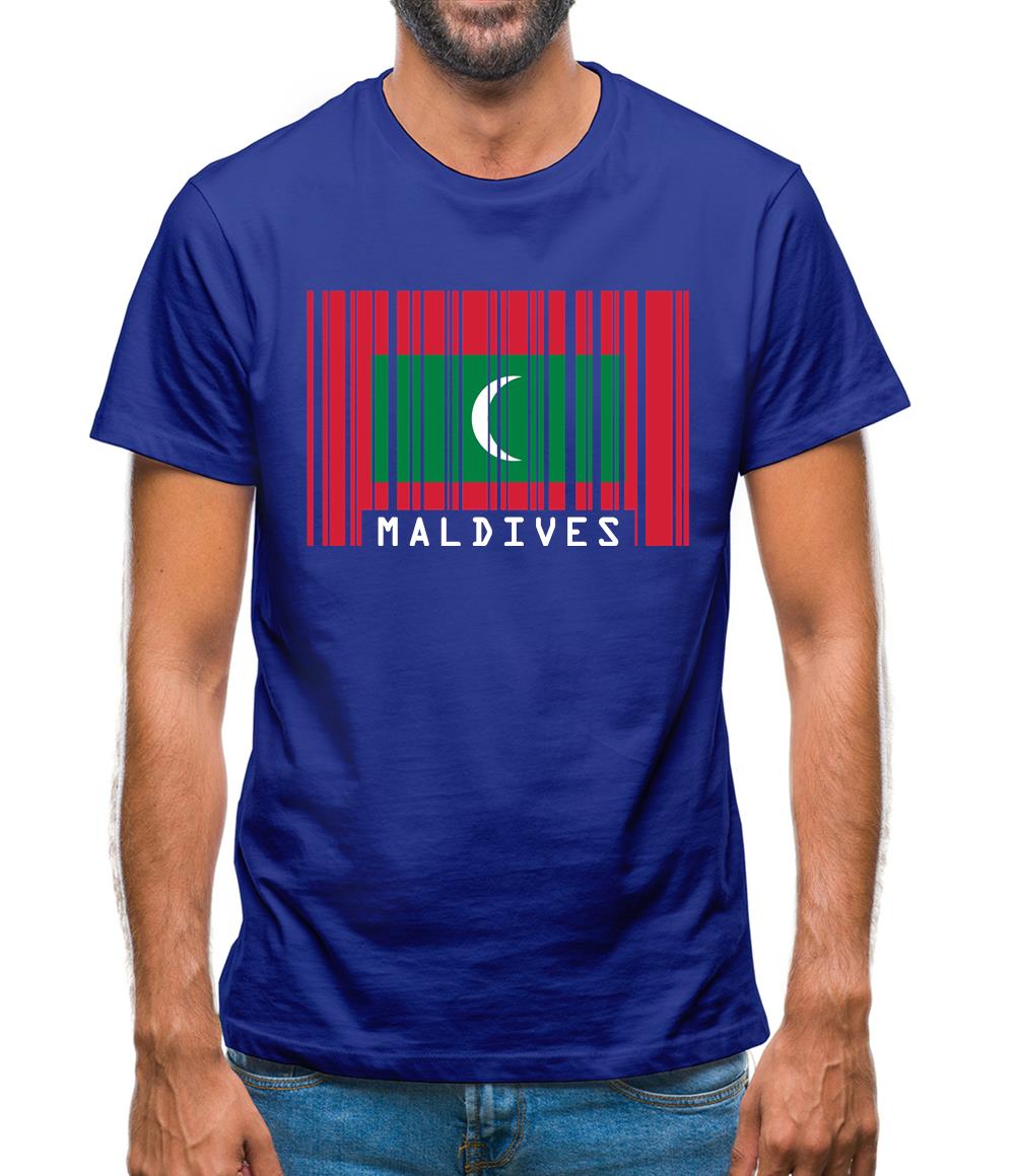 Maldives Barcode Style Flag Mens T-Shirt