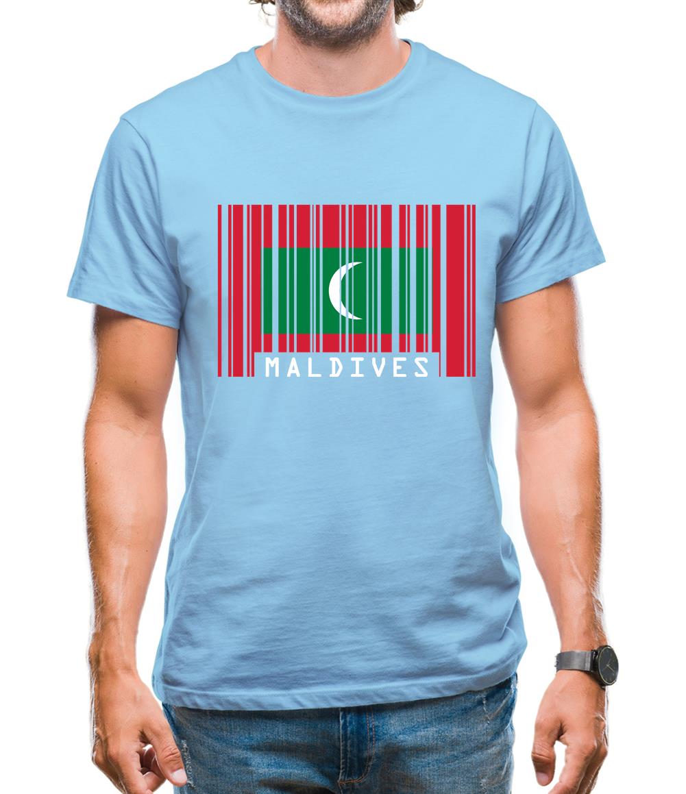 Maldives Barcode Style Flag Mens T-Shirt