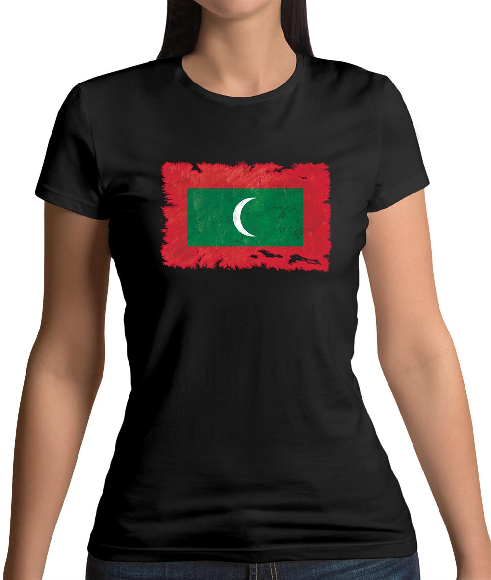 Maldives Grunge Style Flag Womens T-Shirt