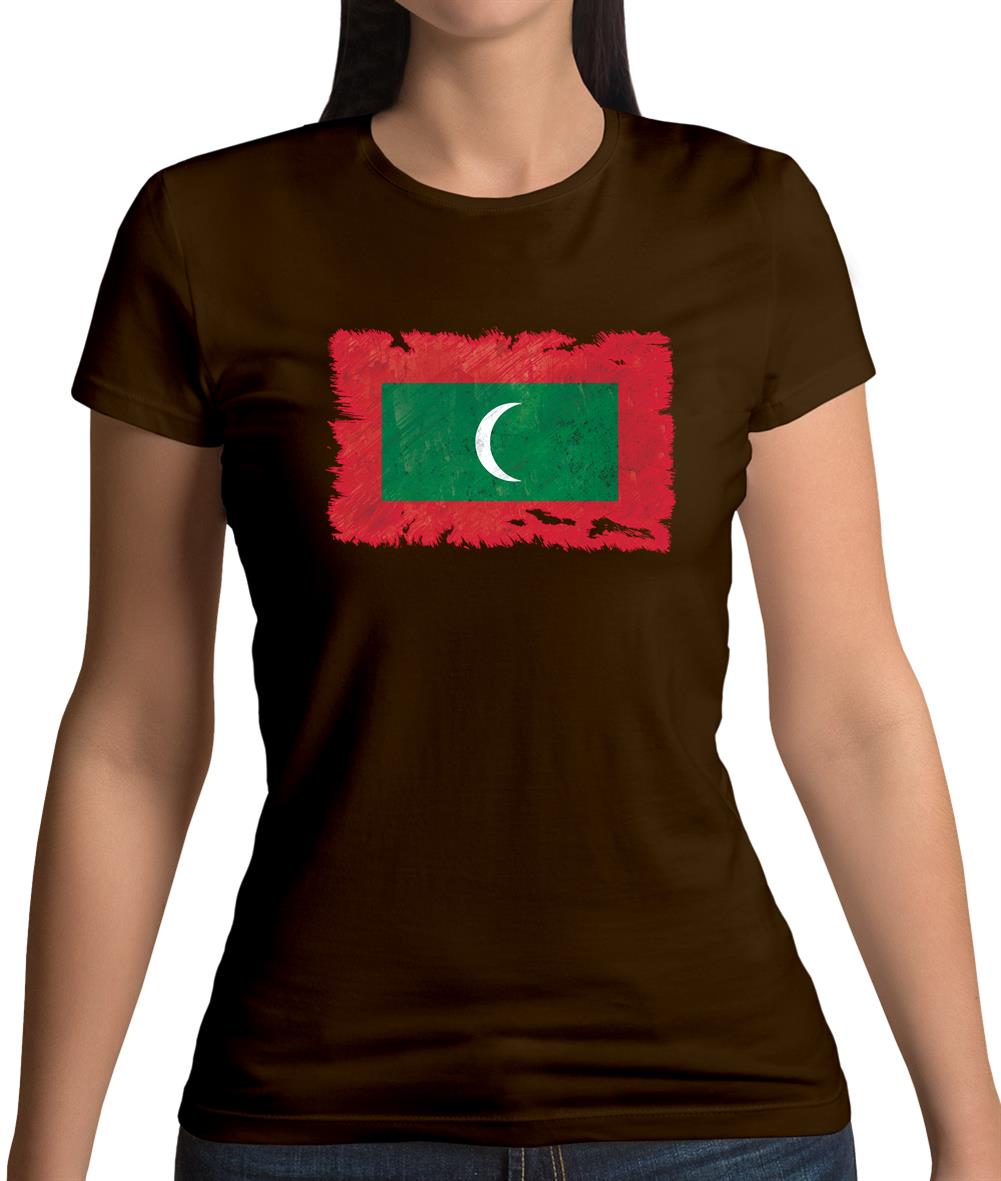 Maldives Grunge Style Flag Womens T-Shirt