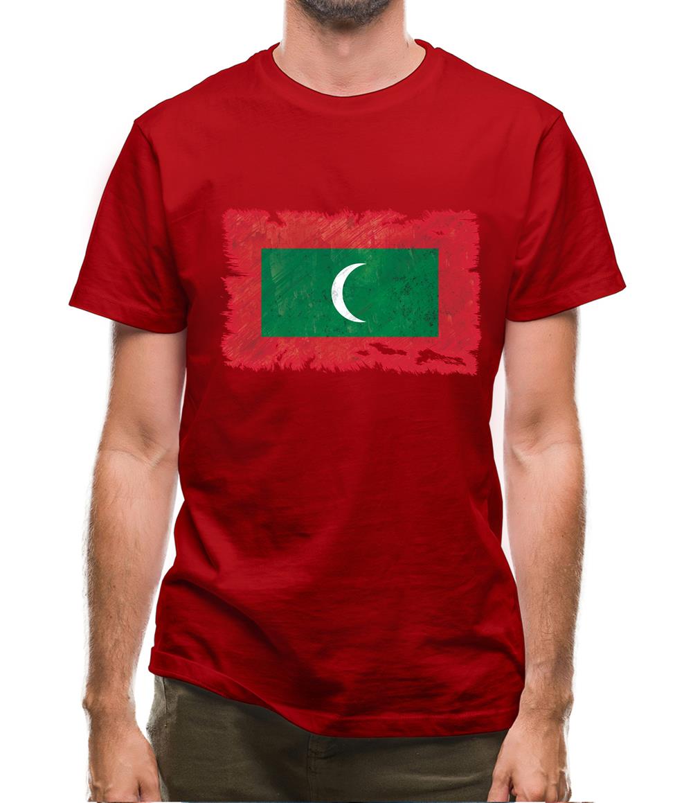 Maldives Grunge Style Flag Mens T-Shirt