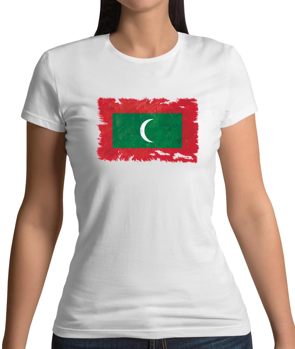 Maldives Grunge Style Flag Womens T-Shirt