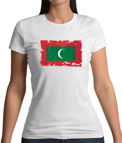Maldives Grunge Style Flag Womens T-Shirt