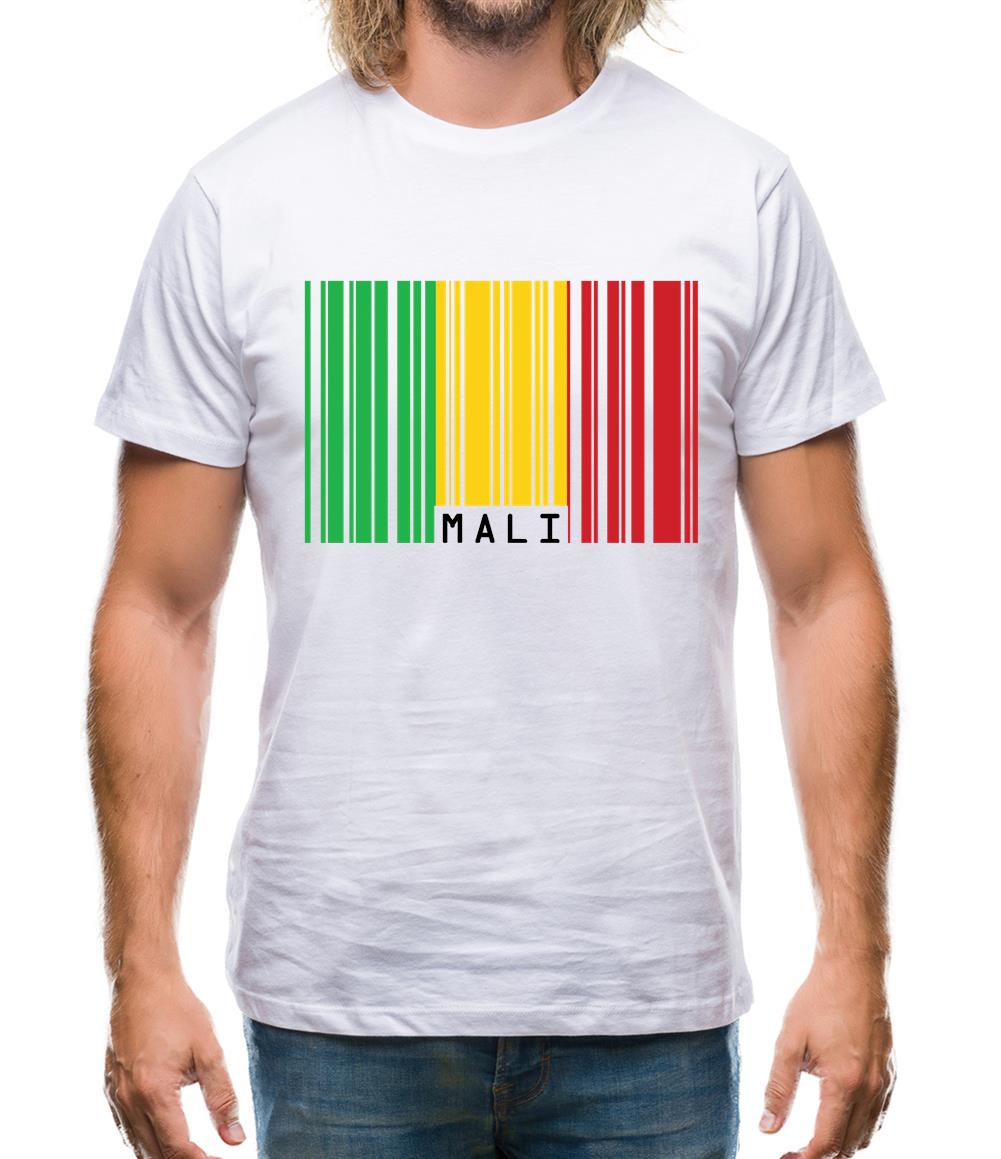 Mali Barcode Style Flag Mens T-Shirt