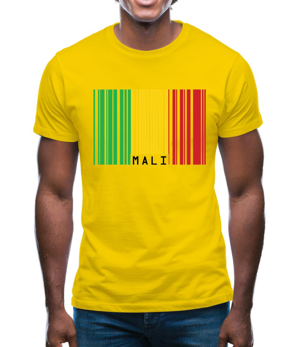 Mali Barcode Style Flag Mens T-Shirt