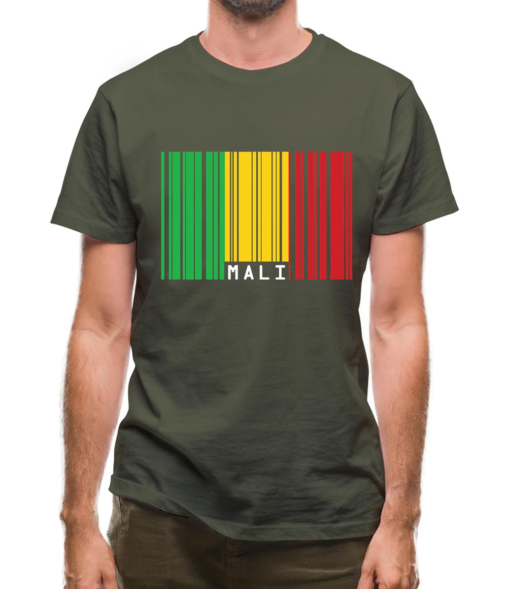 Mali Barcode Style Flag Mens T-Shirt