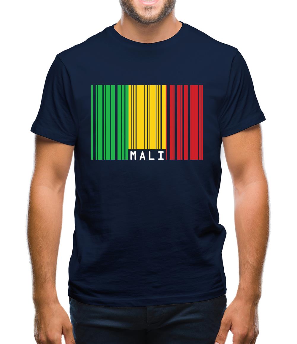 Mali Barcode Style Flag Mens T-Shirt