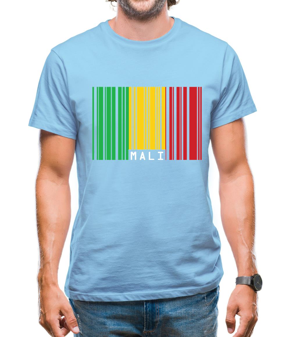 Mali Barcode Style Flag Mens T-Shirt