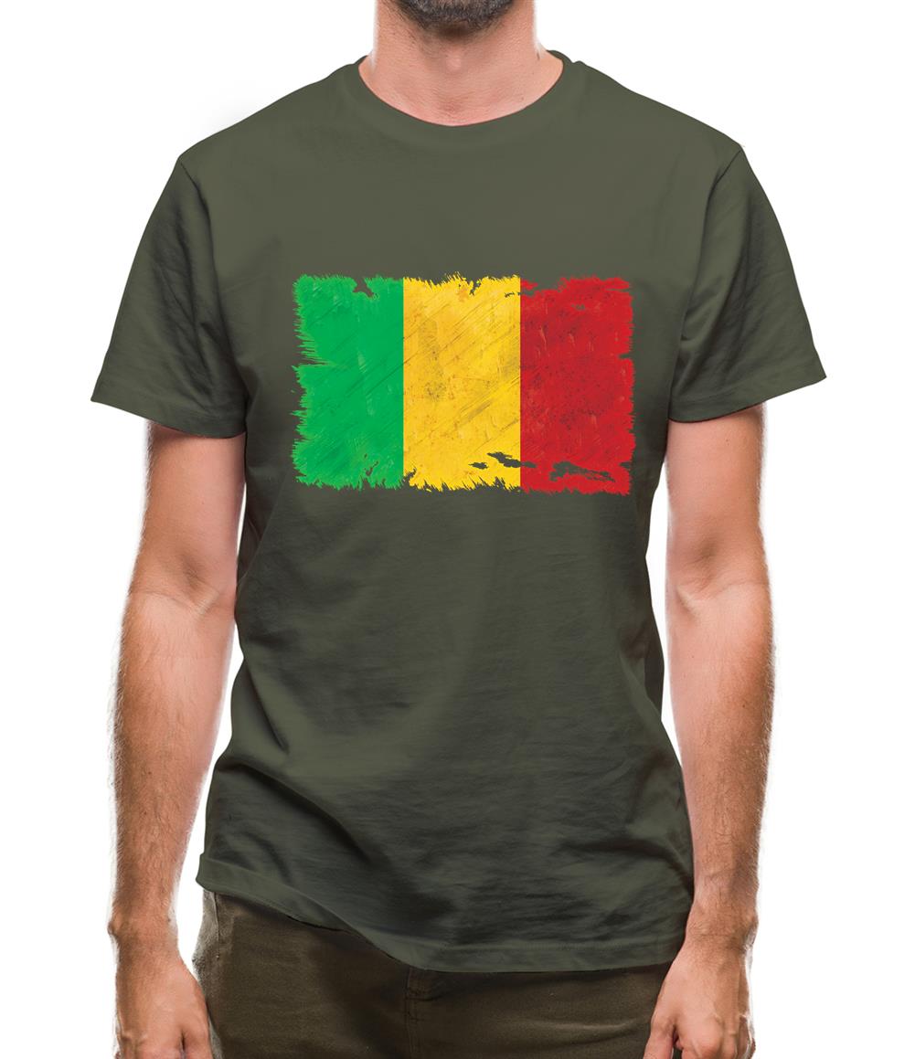 Mali Grunge Style Flag Mens T-Shirt