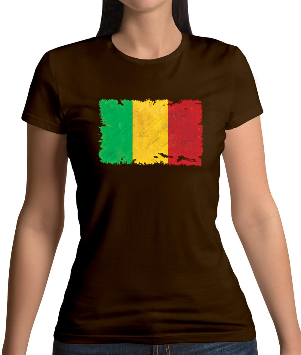 Mali Grunge Style Flag Womens T-Shirt