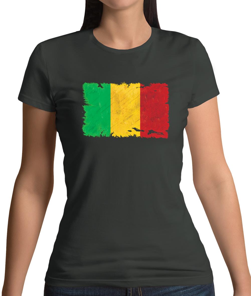 Mali Grunge Style Flag Womens T-Shirt
