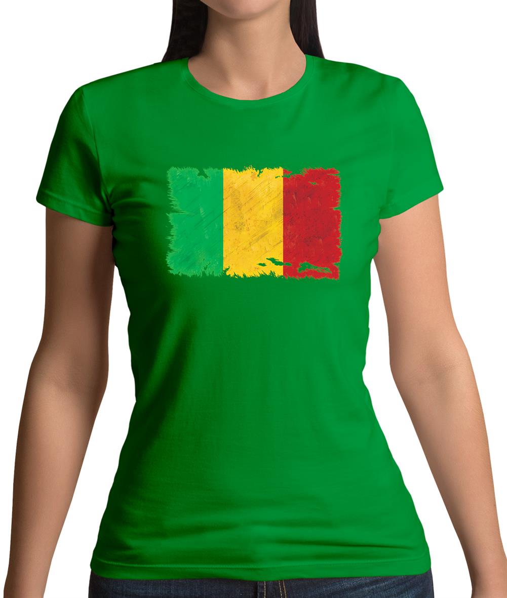 Mali Grunge Style Flag Womens T-Shirt