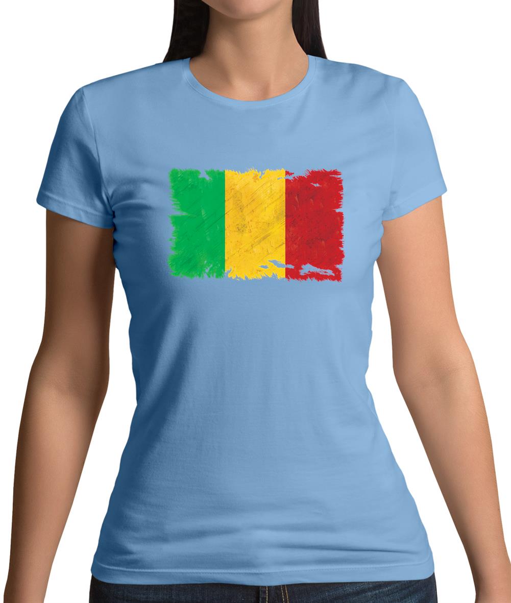 Mali Grunge Style Flag Womens T-Shirt