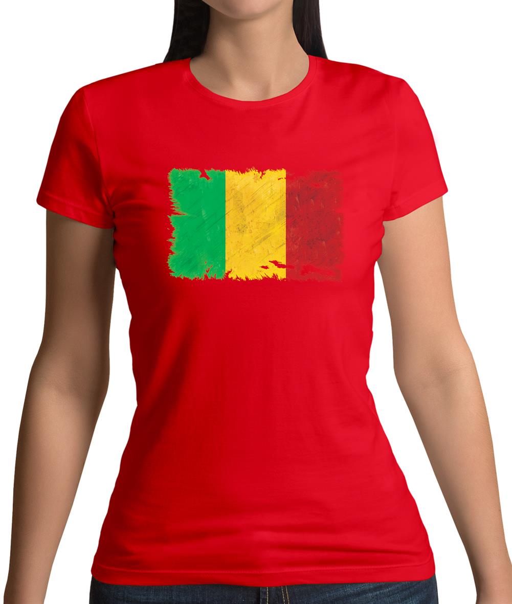Mali Grunge Style Flag Womens T-Shirt