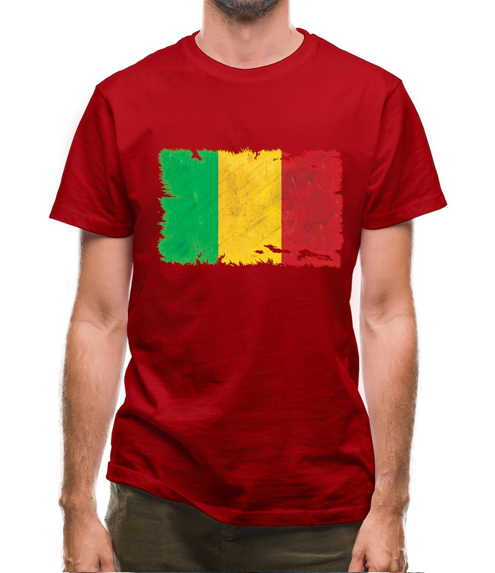 Mali Grunge Style Flag Mens T-Shirt