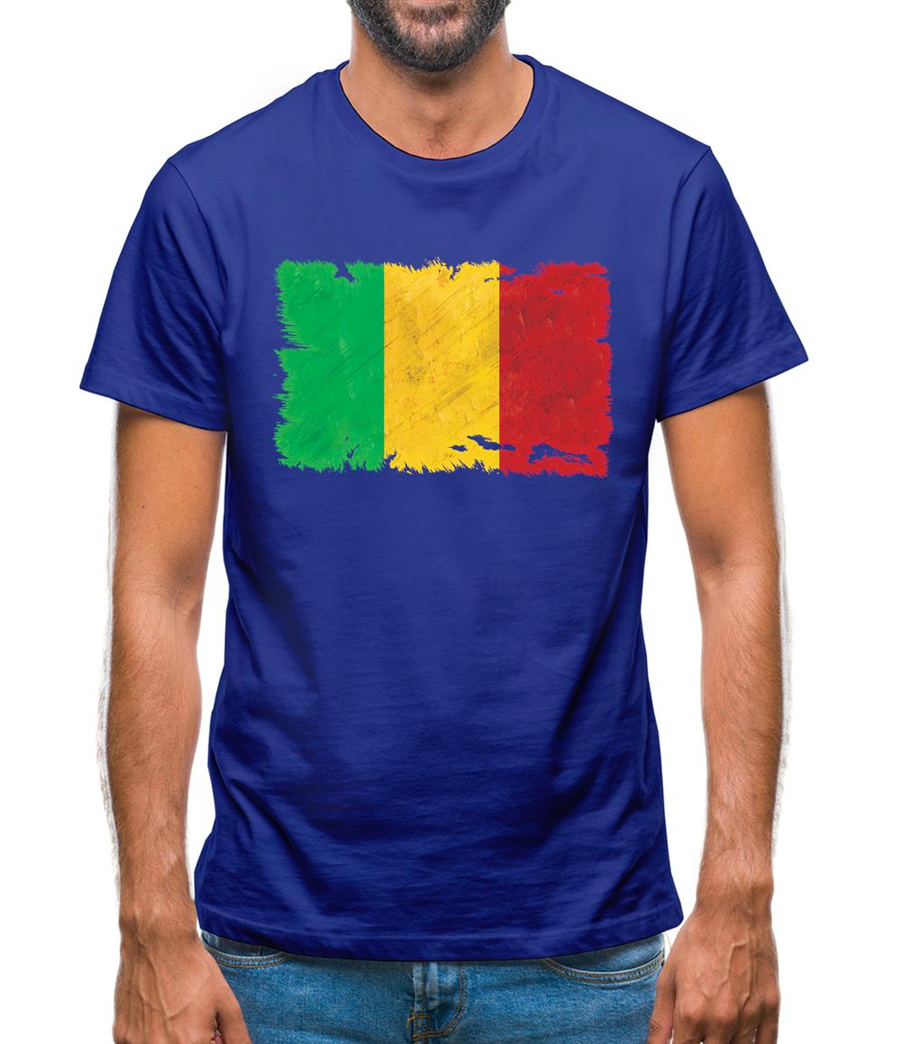Mali Grunge Style Flag Mens T-Shirt
