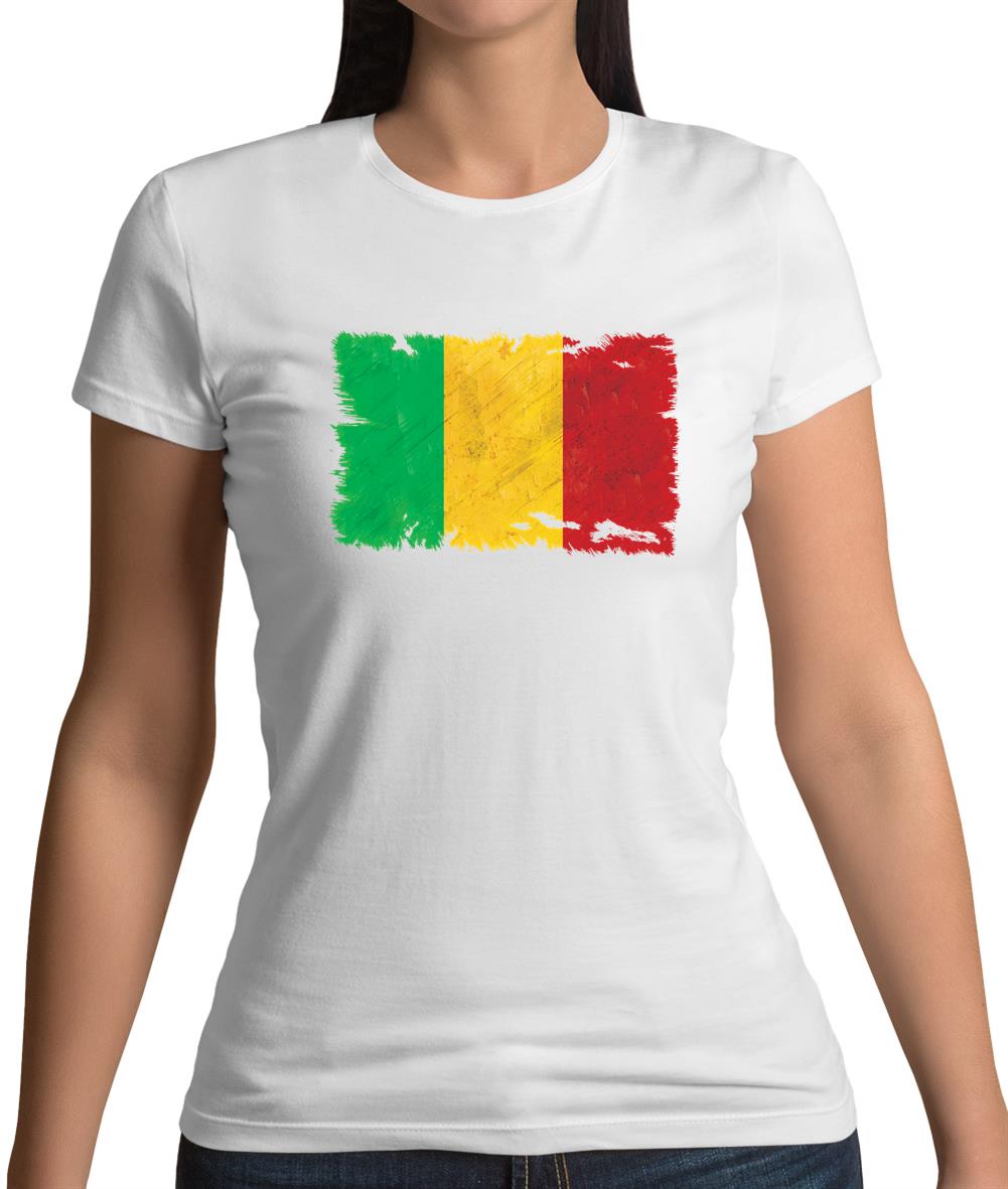 Mali Grunge Style Flag Womens T-Shirt