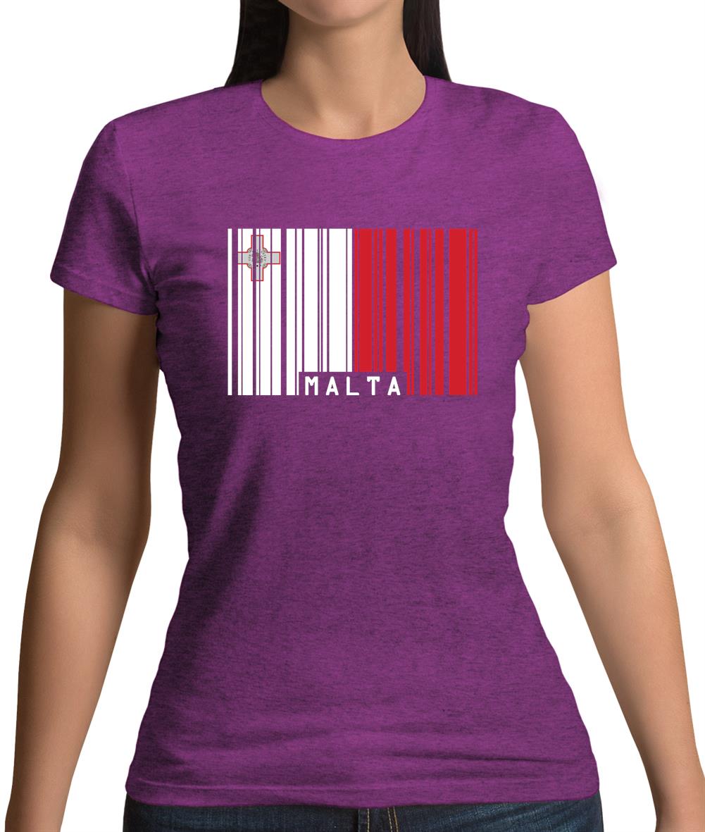 Malta Barcode Style Flag Womens T-Shirt