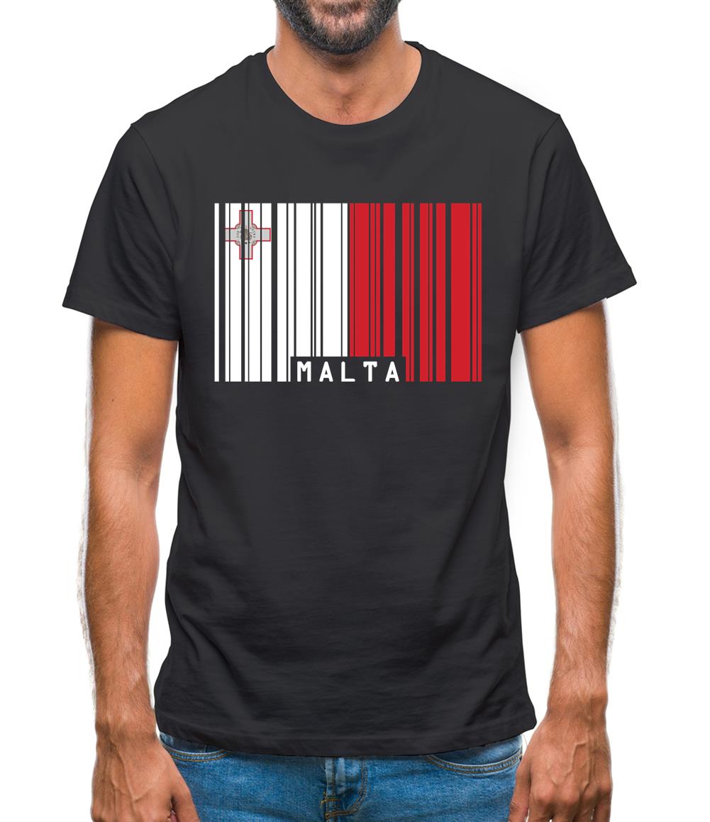 Malta Barcode Style Flag Mens T-Shirt
