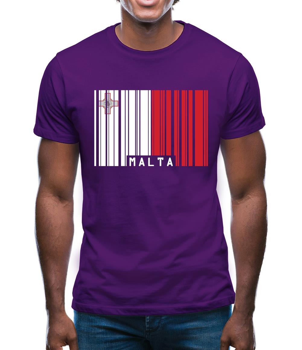 Malta Barcode Style Flag Mens T-Shirt